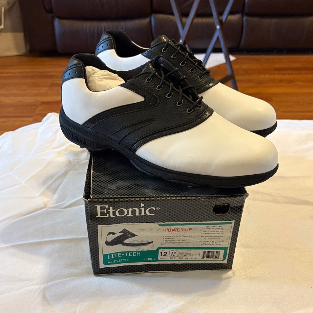 Etonic Black and White Men's Oxford Golf Shoes